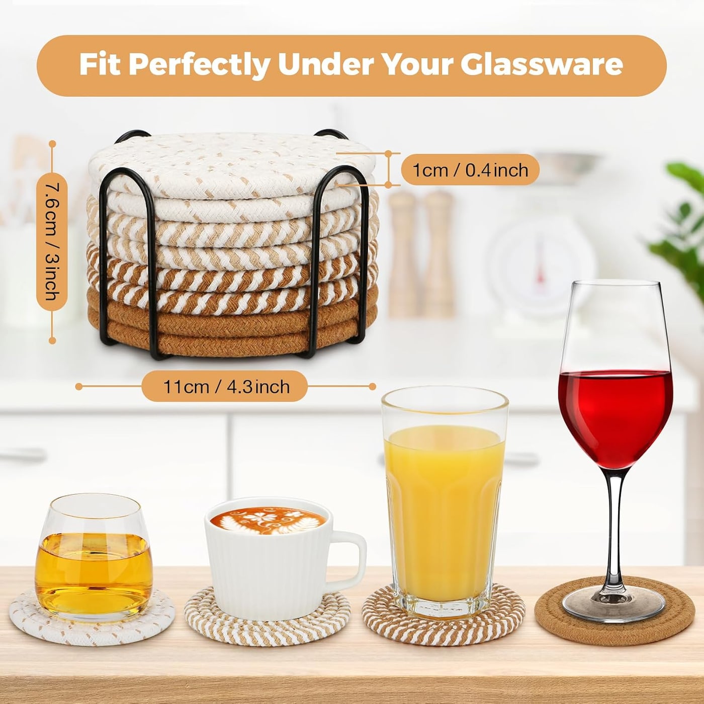 Woven Cotton Drink Coaster Set - Photo 2