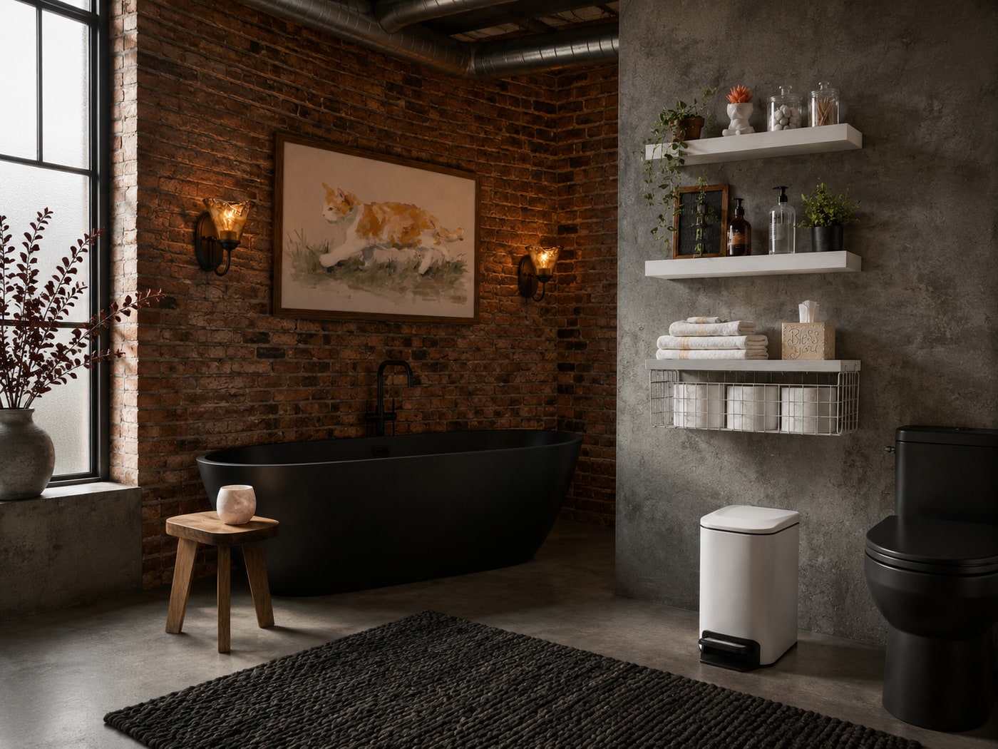 A Moody Halloween Bathroom with Vintage Brass and Amber Glow