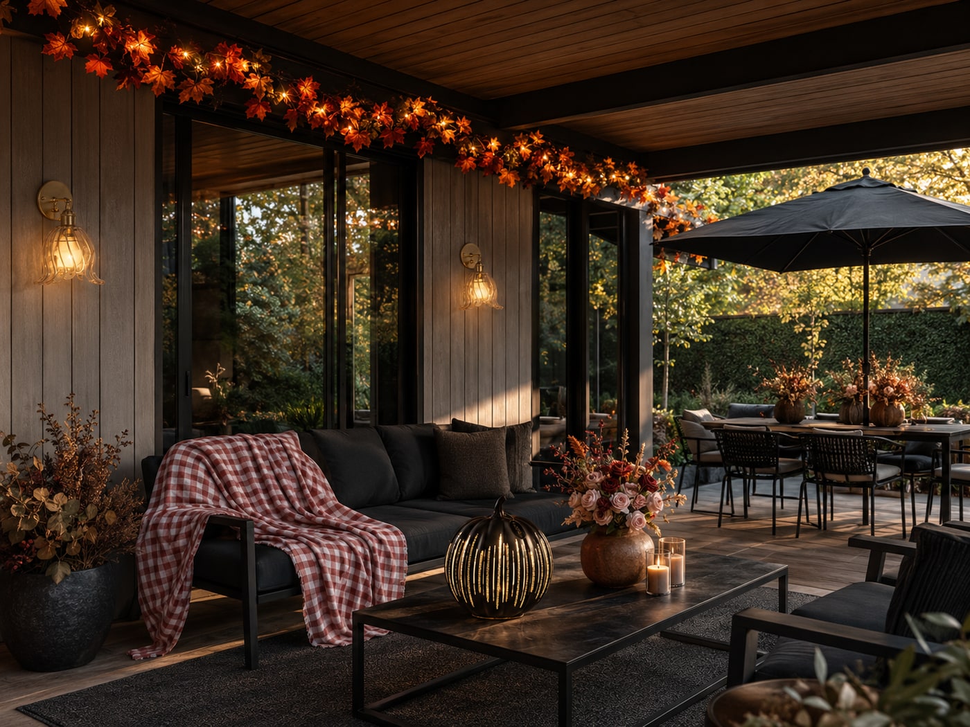 A Moody Halloween Patio with Gothic Elegance and Warm Glow