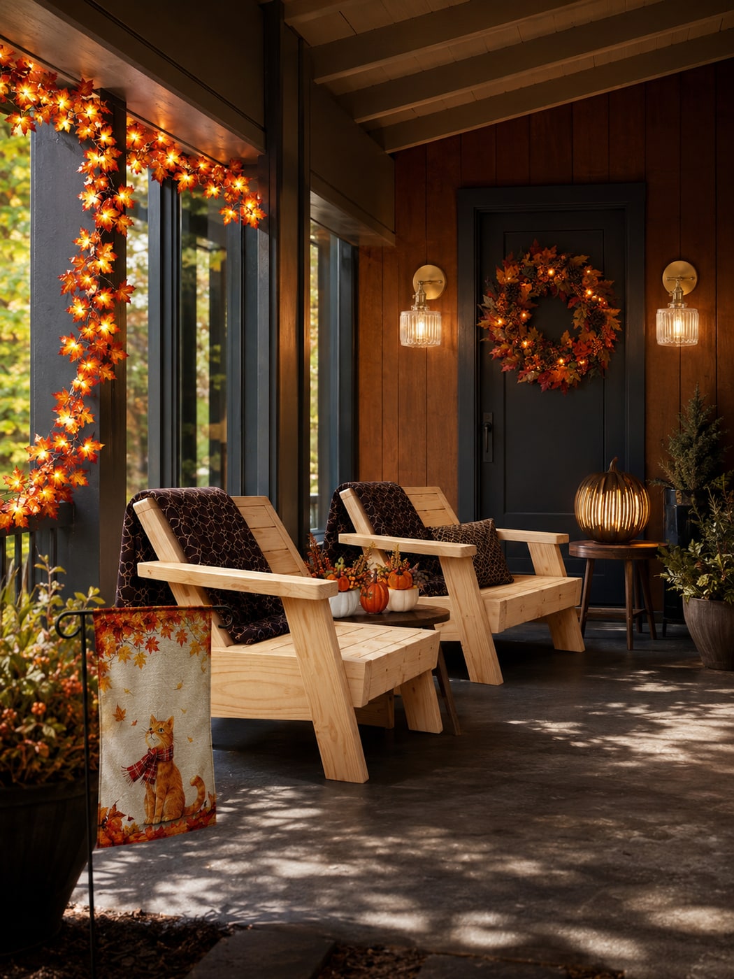 A Moody Halloween Porch with Vintage Brass and Amber Glow