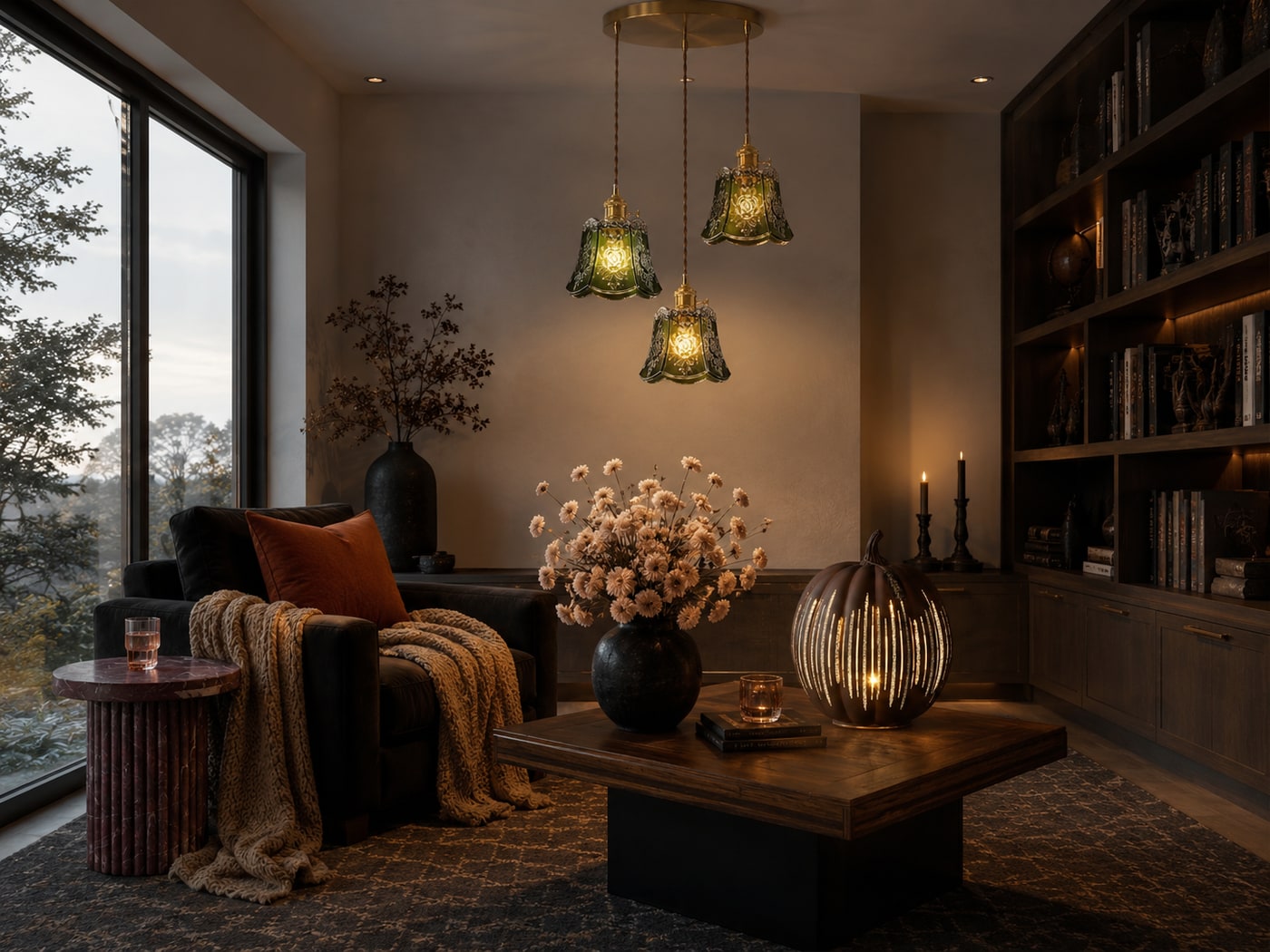 A Moody Halloween Reading Nook with Gothic Elegance