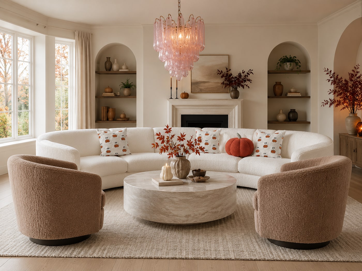 A Soft Organic Modern Living Room with Fall Warmth