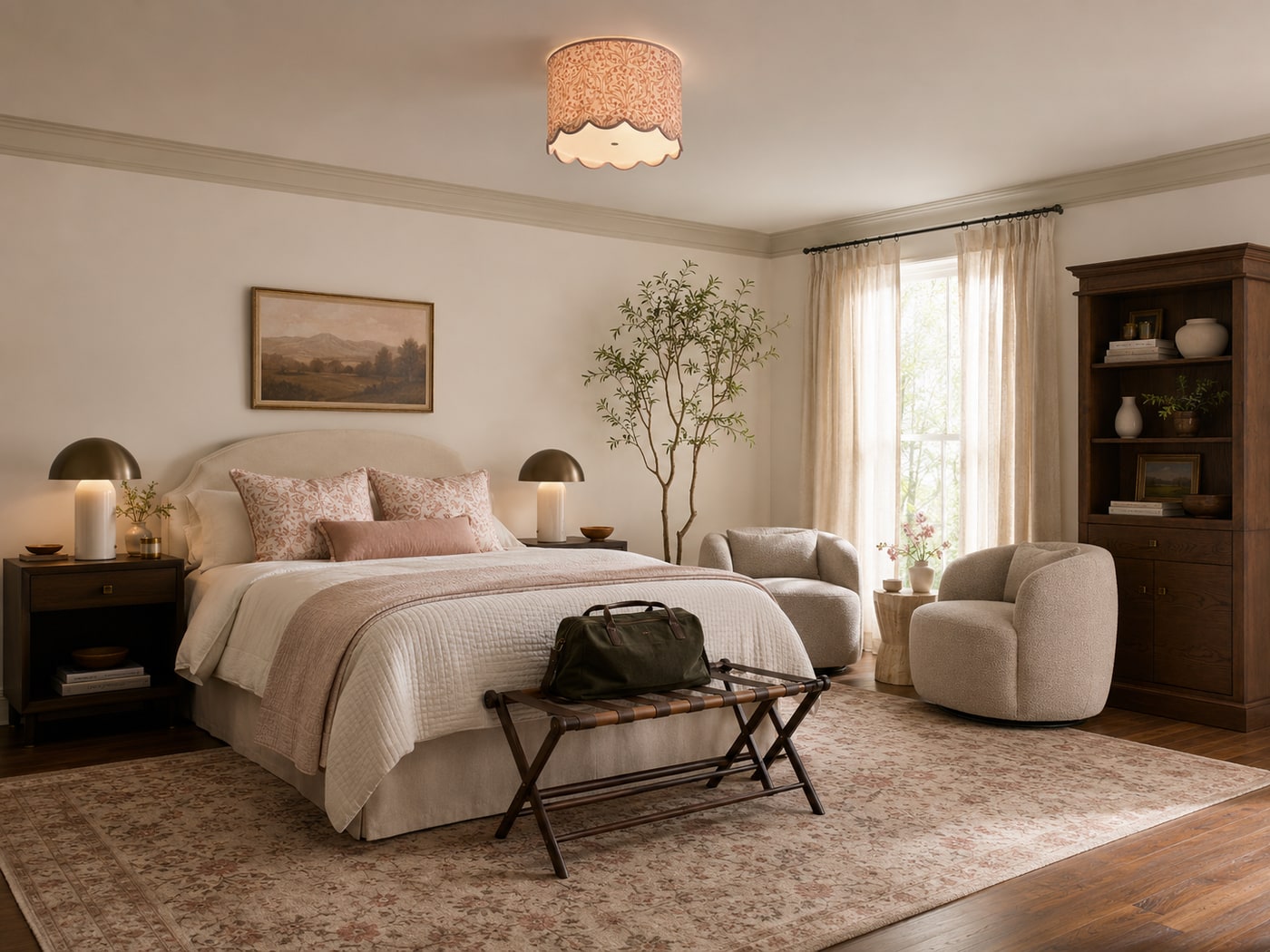 A Soft Vintage Modern Guest Room with Warm Inviting Textures