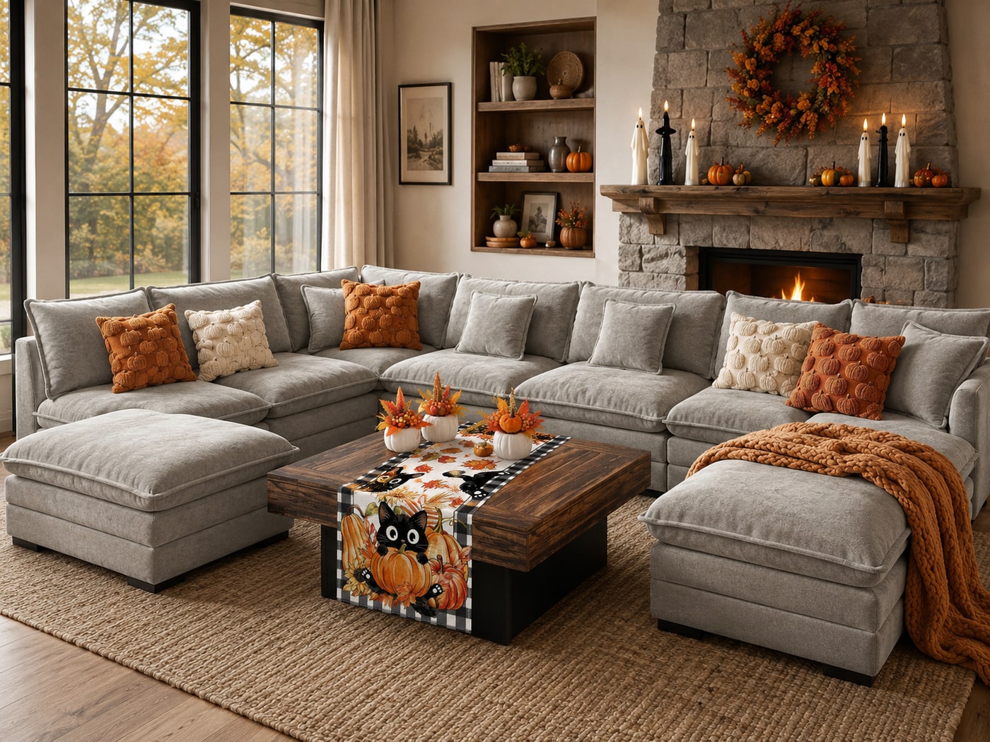 A Warm Rustic Industrial Living Room with Autumnal Flair